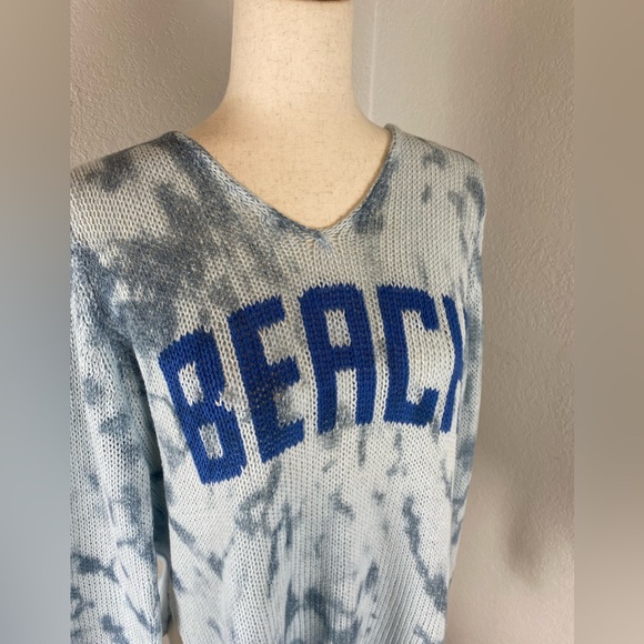 Wooden Ships Beach Lightweight V Neck Tie Dye Blue Sweater Small / Medium - Picture 5 of 14